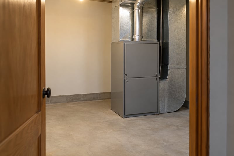 Clear floor space beside an enclosed residential furnace